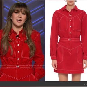 Avec Les Filles Carpenter Long Sleeve Denim Shirtdress NWT